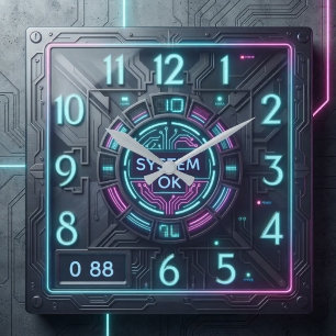 Reloj Cuadrado Cyberpunk Neon 1980s Retro Tech LED