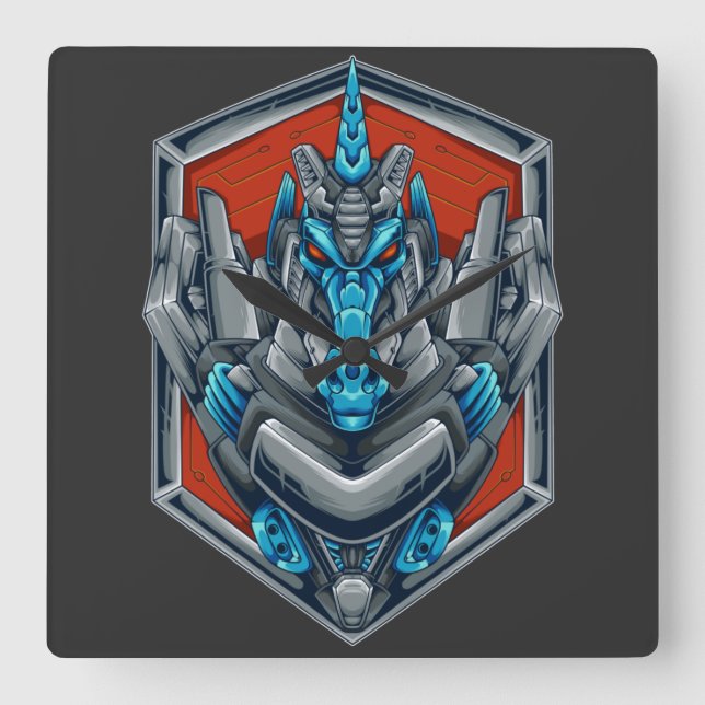 Reloj Cuadrado Cyborg Square Wall Clock (Anverso)