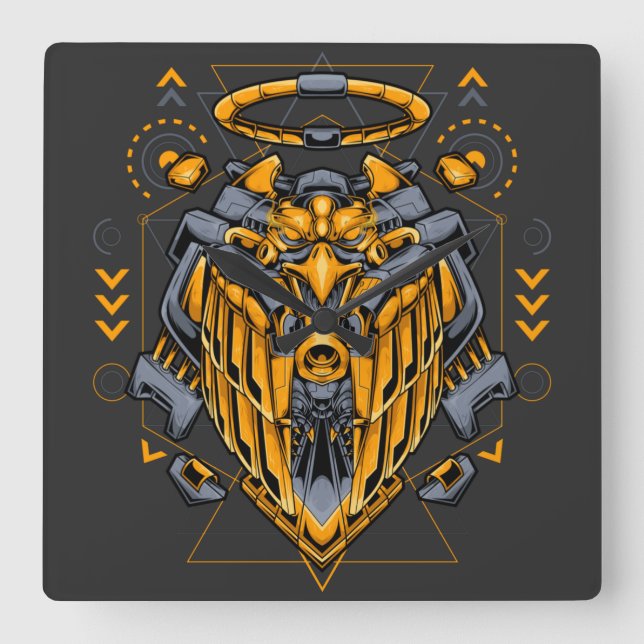 Reloj Cuadrado Cyborg Square Wall Clock (Anverso)