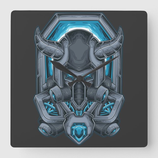 Reloj Cuadrado Cyborg Square Wall Clock (Anverso)