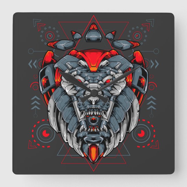 Reloj Cuadrado Cyborg Square Wall Clock (Anverso)