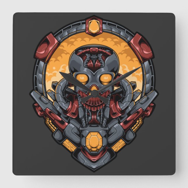 Reloj Cuadrado Cyborg Square Wall Clock (Anverso)