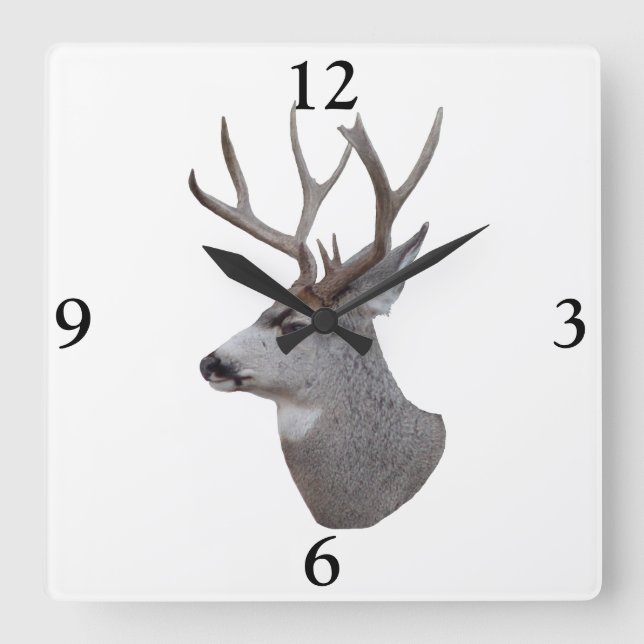 Reloj Cuadrado D27 Mule Deer Buck Head (Anverso)