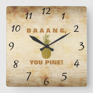 Reloj Cuadrado Daaang You Pine Wall Clock