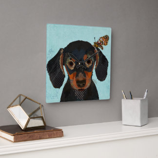 RELOJ CUADRADO DACHSHUND & BUTTERFLY