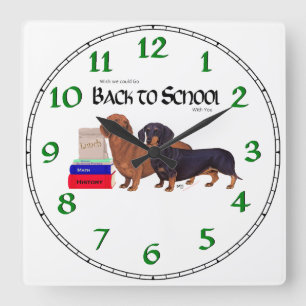 Reloj Cuadrado Dachshunds de regreso a clases