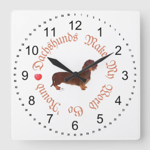 Reloj Cuadrado Dachshunds hacen mi mundo