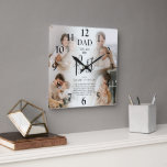 Reloj Cuadrado 'DAD', eres el mejor nombre y mandatario<br><div class="desc">Collage moderno de fotos y cita reloj cuadrado keepsake con 4 fotos de tu elección, que se pueden descargar fácilmente desde un ordenador o tu teléfono, el texto 'DAD eres el mejor' en un guión elegante de caligrafía, tu nombre o nombres de hijos y una cita que se puede personalizar...</div>