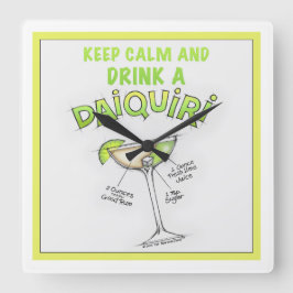 RELOJ CUADRADO DAIQUIRI RECETA CÓCTEL ARTE