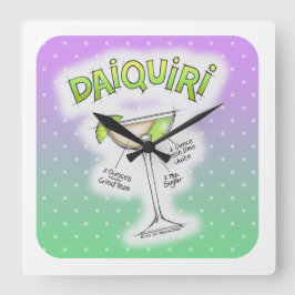 RELOJ CUADRADO DAIQUIRI RECETA COCTEL ARTE