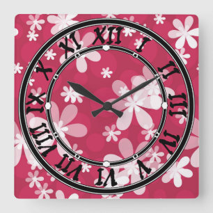 Reloj Cuadrado Daisies blancos