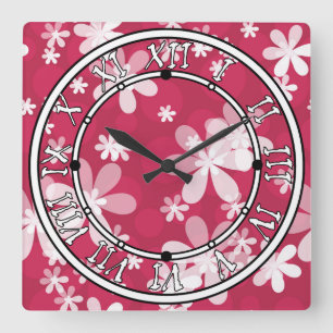 Reloj Cuadrado Daisies blancos