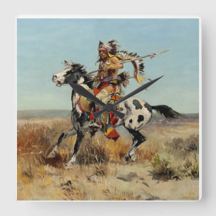 Reloj Cuadrado “Dakota Chief” Arte Occidental de Charles M Russel