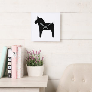 Reloj Cuadrado Dala Horse Black Clock