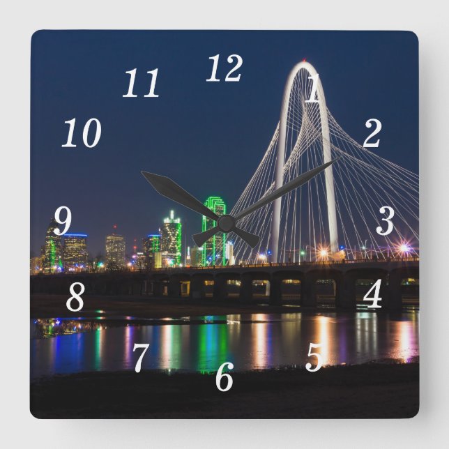 Reloj Cuadrado Dallas Bridge View Wall Clock (Anverso)
