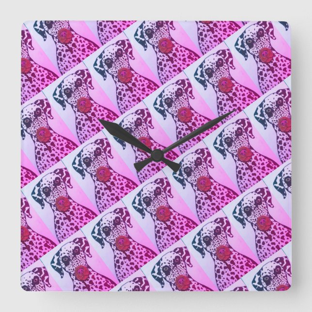 Reloj Cuadrado Dalmatian dog Wall Clock (Anverso)