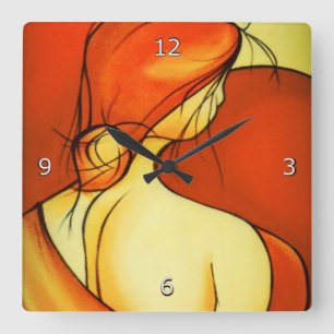 Reloj Cuadrado Dama de Bella Artes en Naranja
