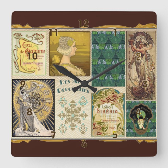 Reloj Cuadrado Damas de Art Nouveau (Anverso)