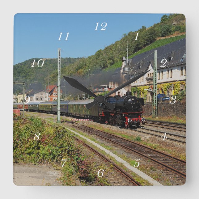 Reloj Cuadrado Dampflok con Sonderzug en Lorch (Anverso)