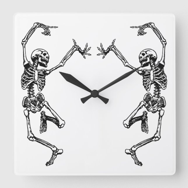 Reloj Cuadrado Dancing Skeletons v2 (Anverso)