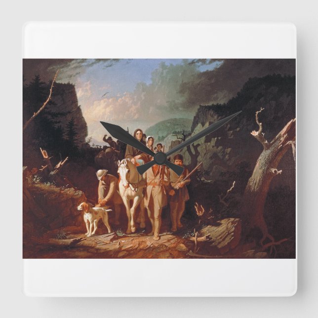 Reloj Cuadrado Daniel Boone escoltando colonos (Anverso)