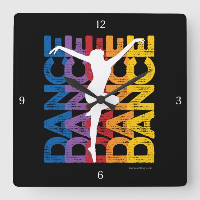 Reloj Cuadrado Danse et Lettres (Dance) Square Wall Clock (Anverso)