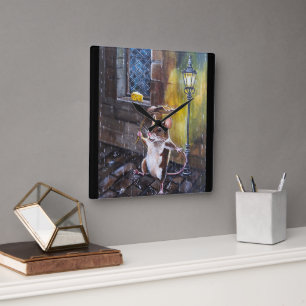 Reloj Cuadrado Danza bajo la lluvia Pintura de Alfred Fox
