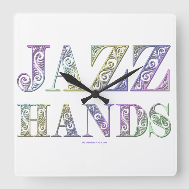 Reloj Cuadrado Danza musical de SlipperyJoe's Jazz Hands Broadway (Anverso)