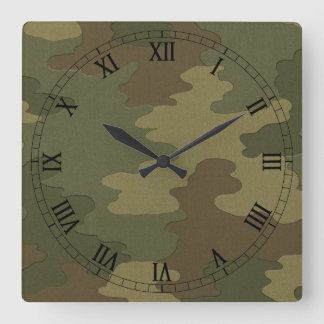 Reloj Cuadrado Dark Camouflage Square Roman Numerals Clock