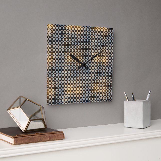 Reloj Cuadrado Dark Geometric Grid Abstract Pattern Design 1300 (Oficina)