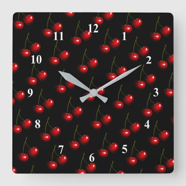 Reloj Cuadrado Dark Red Sweet Cherry (Anverso)