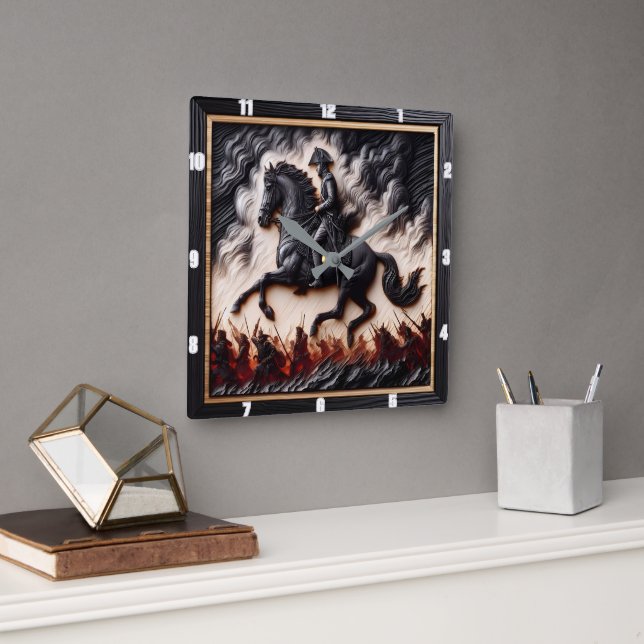 Reloj Cuadrado Dashing del Monte de la Caballería Napoleónica (Oficina)