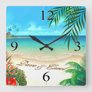 Reloj Cuadrado Dave Exotic Beach PIDE TU NOMBRE EN ARENA