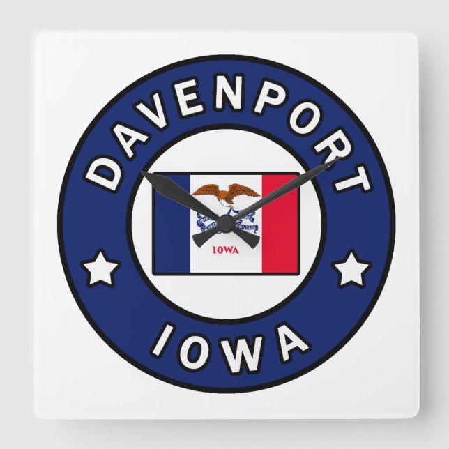 Reloj Cuadrado Davenport Iowa (Anverso)