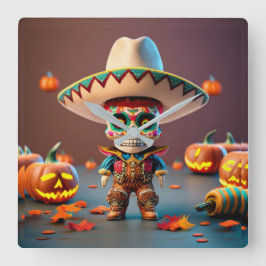 Reloj Cuadrado Day of the Dead wall clock