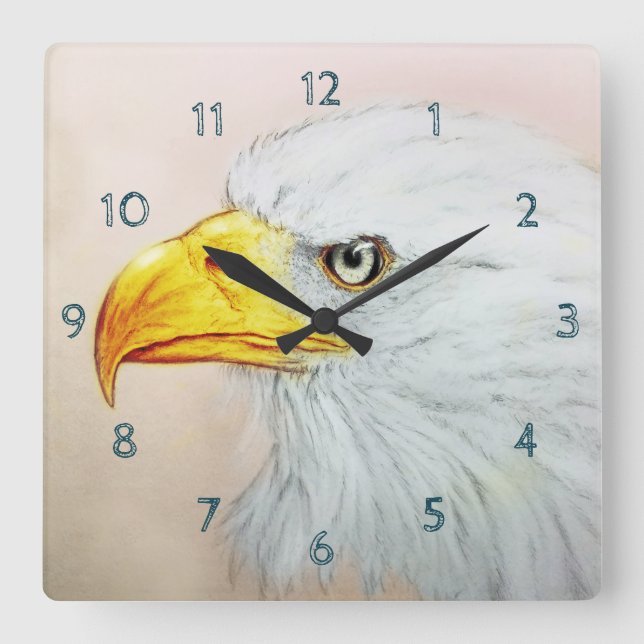 Reloj cuadrado de águila blanca, esbozo realista d (Anverso)