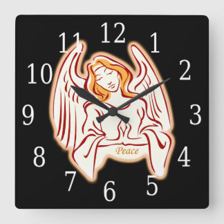 Reloj cuadrado de ángel de la paz