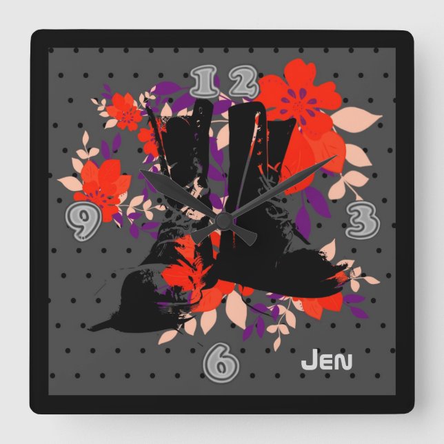 Reloj Cuadrado  de balancines de punk personalizados (Anverso)