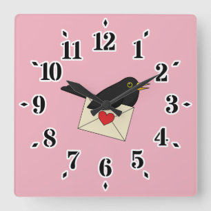 Reloj Cuadrado De Blackbird con amor