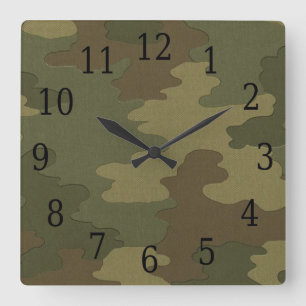 Reloj cuadrado de camuflaje oscuro