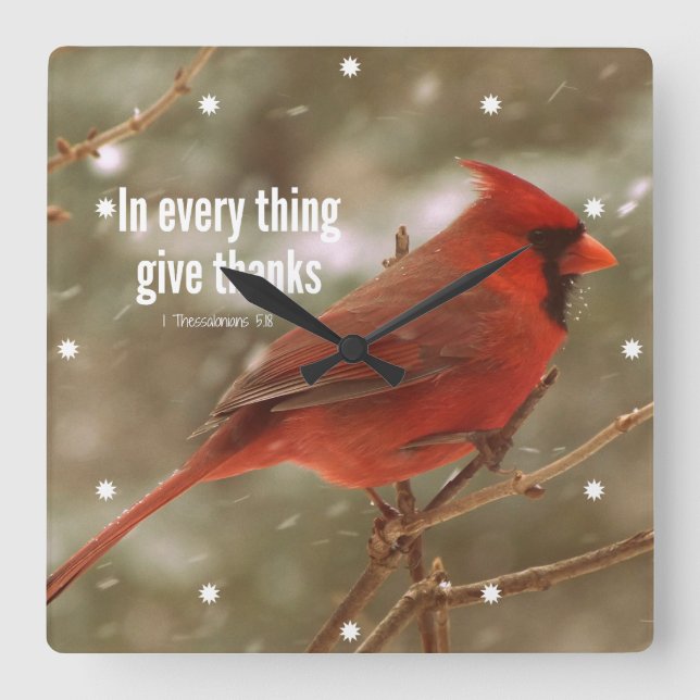 Reloj Cuadrado Dé el verso de la biblia de las gracias (Anverso)