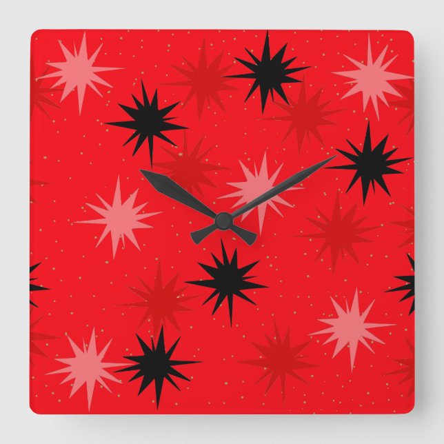 Reloj cuadrado de estallidos del rojo atómico (Anverso)