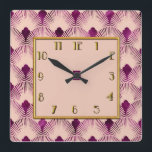 Reloj cuadrado de estilo Art Déco de color ciruela<br><div class="desc">He tomado esta plantilla de art deco y la he usado para algunos artículos en mi tienda Zazzle. Lo he usado aquí en un reloj cuadrado de 10 pulgadas. El color es ciruela en un color neutro y algo de oro. Creo que esto hace un hermoso reloj de estilo Art...</div>