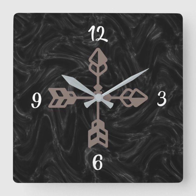 Reloj cuadrado de flecha marrón negra (Anverso)