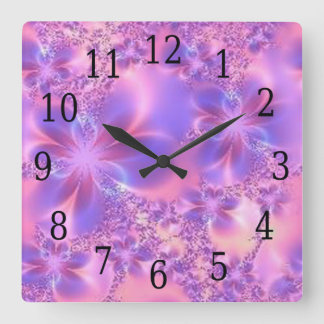 Reloj cuadrado de flores fractales
