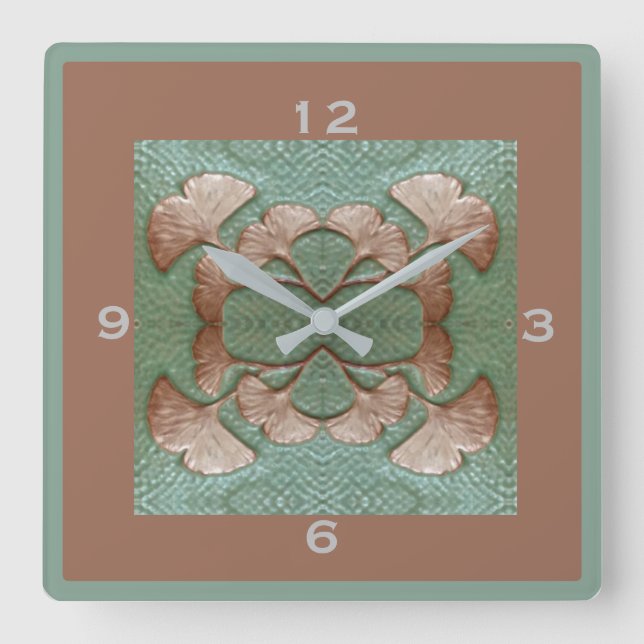 Reloj cuadrado de Gingko Wall (Anverso)