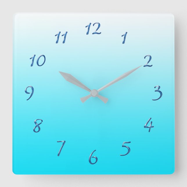 Reloj cuadrado de gradiente azul (Anverso)