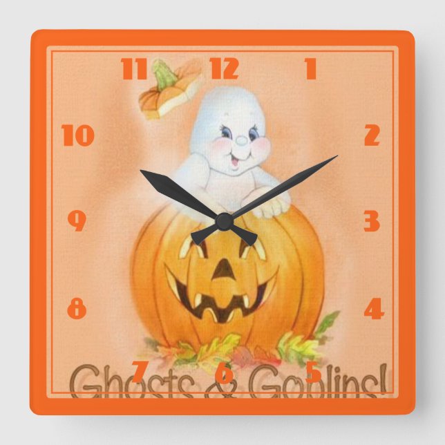 Reloj cuadrado de Halloween (Anverso)