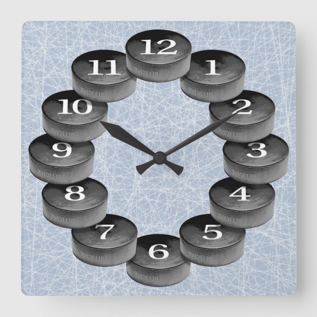 Reloj Cuadrado de Hockey (Anverso)