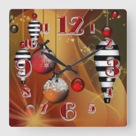 Reloj cuadrado de la chuchería del navidad